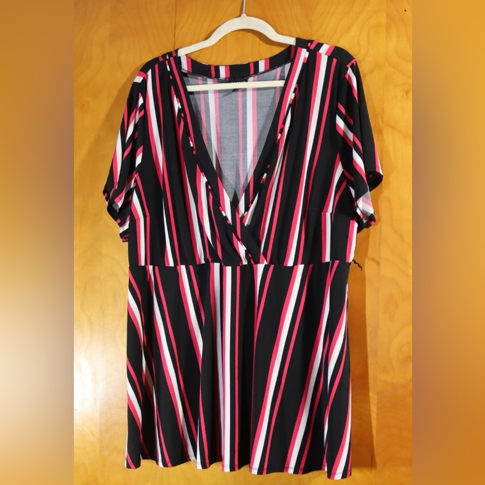 Torrid pink, black, and white striped top, size 3